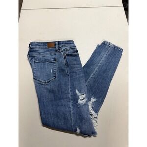 JUDY BLUE BOYFRIEND FIT WOMENS DISTRESSED JEANS SIZE 5/27 BLUE COLOR